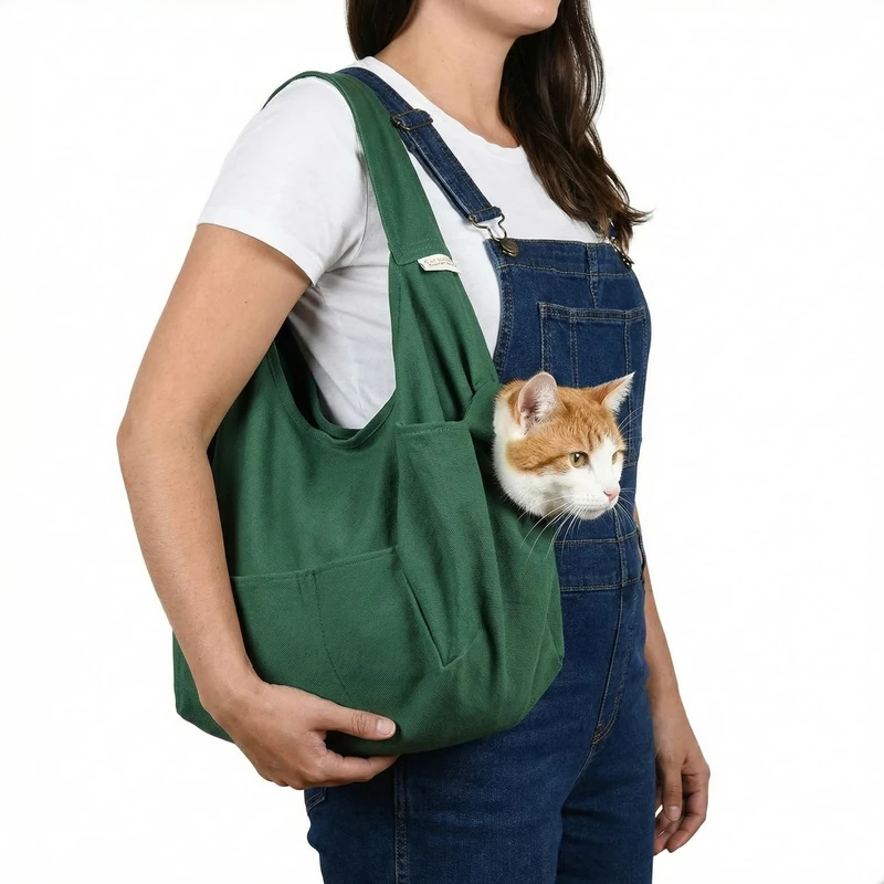 Cozy Comfort Carrier (Small (for cats under 10 lbs.), Green) - Image 1
