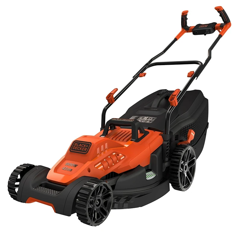 BLACK+DECKER BEMW481BH-QS Corded Lawnmower - 6 Adjustable Heights 20, 30, 40, 50, 60 and 70 mm 1800 W, Orange, 42 cm