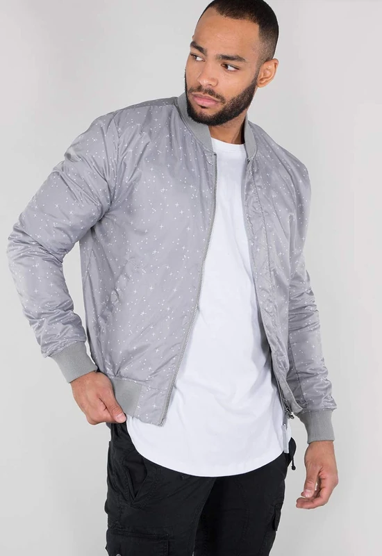 Alpha Industries Men's MA-1 TT NASA Reversible II Bomber Jacket, Silver, M