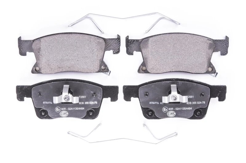 HELLA 8DB 355 024-781 Brake pad set - with acoustic wear warning - T2551 - for e.g. CHEVROLET / HOLDEN / OPEL / VAUXHALL