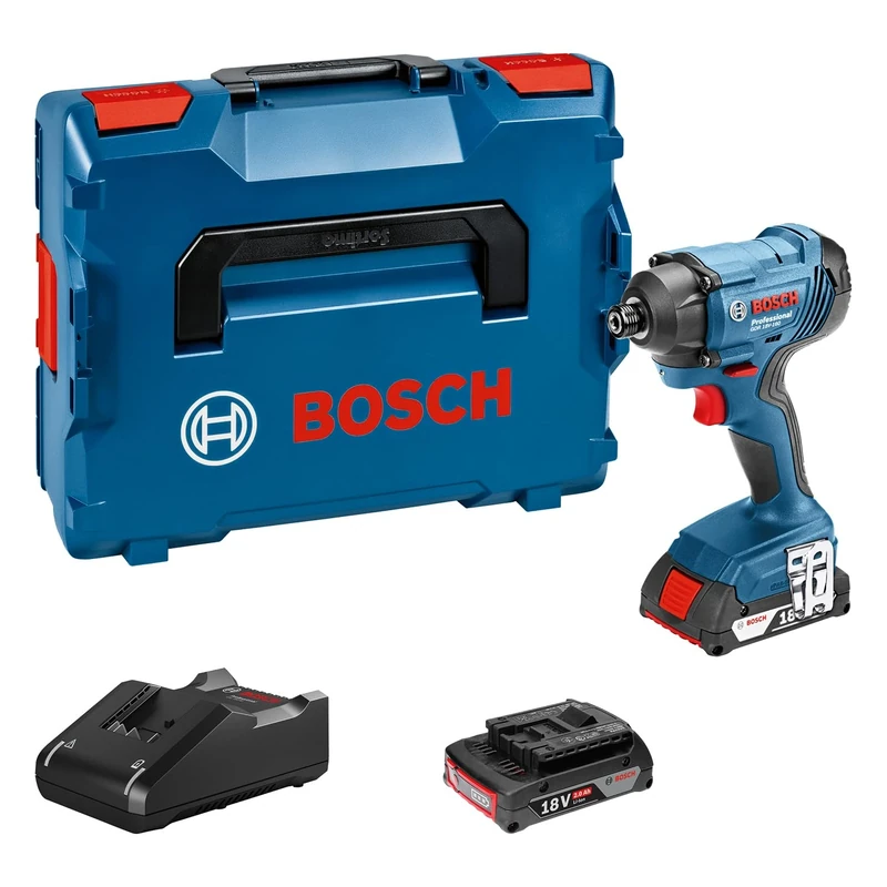 Bosch Professional 18V System GDR 18V-160 cordless impact driver (max. torque: 160 Nm, M6–M14 screws, 1/4" internal hexagon, 2 x 2.0 Ah rechargeable batteries and charger, in L-BOXX)