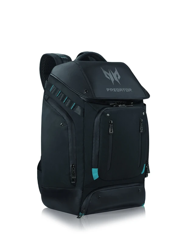 Acer PBG591 Predator Utility Gaming Backpack, Water Resistant and Tear Proof Travel Backpack Fits and Protects Up to 17.3" Predator Gaming Laptop, Black with Teal Accents