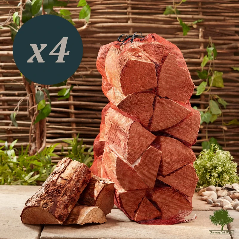 4 x Softwood Firewood Logs Kiln Dried Chunky Logs - Jumbo 60 litre Net, 23cm long. Soft Wood for Wood Burners, Stoves, Log Burners - 50% More than Hardwood for Same Price