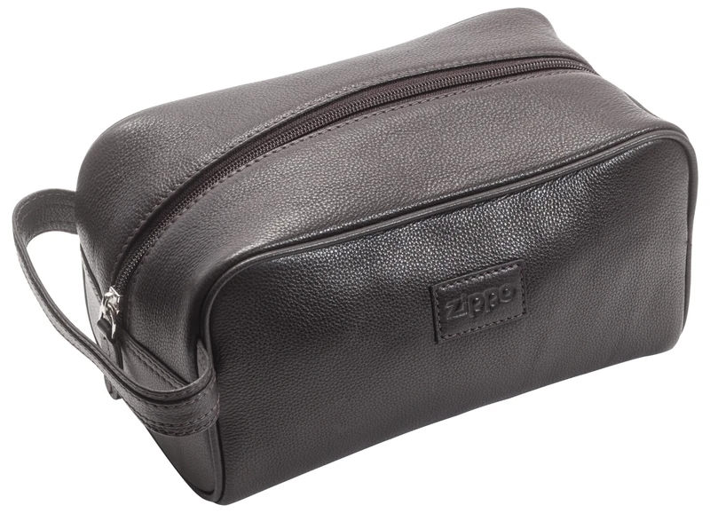 Zippo - Toiletry Bag for Women and Men, Leather, Brown, Hanging Toiletry Bag with Zip - Image 1
