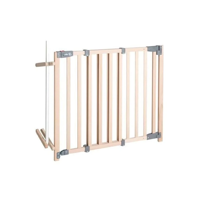 roba Safety Up' Stair Gate - Safety Gate + Traffic Light Function - Solid Beech - Width: 93,5–120,5 cm