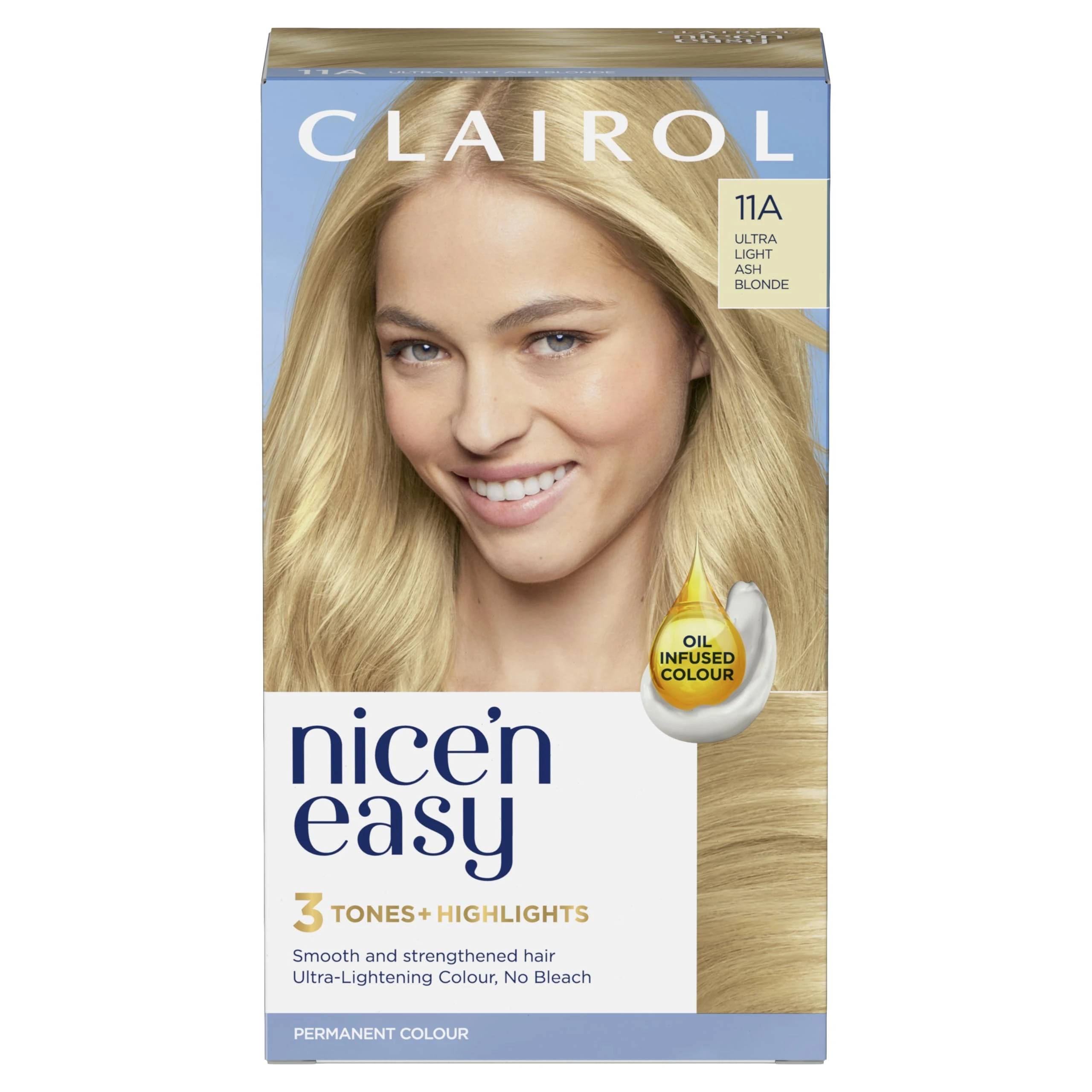 Clairol Nice'n Easy Crème, Natural Looking Oil Infused Permanent Hair Dye, 11A Ultra Light Ash Blonde