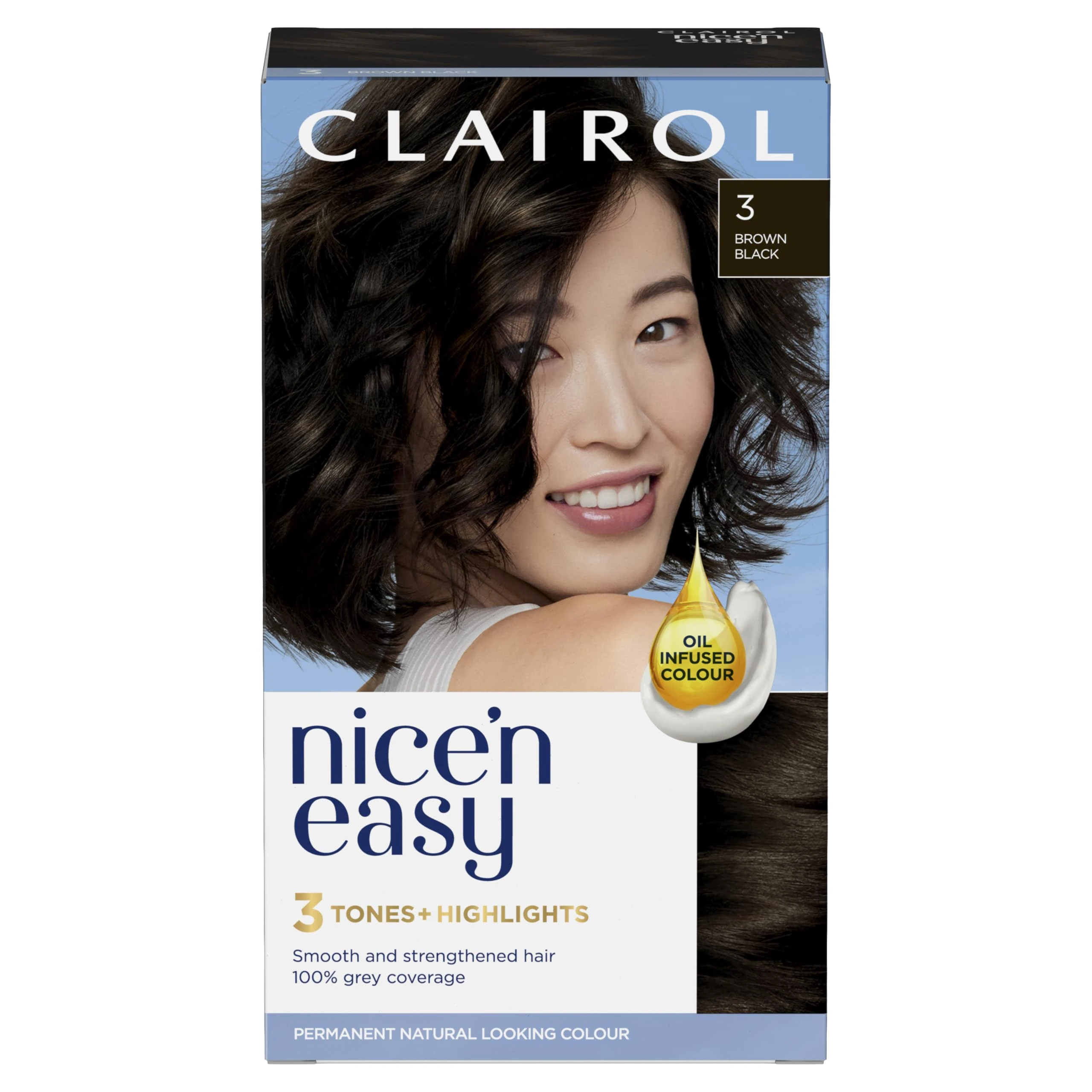 CLAIROL NICE'N EASY CRÈME PERMANENT HAIR DYE - 3 BROWN BLACK