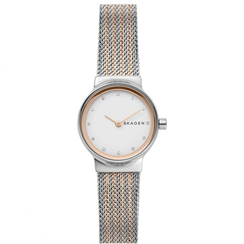 Skagen Watch for Women Freja Lille, Two Hand Movement, 26 mm Silver Stainless Steel Case with a Stainless Steel Mesh Strap, SKW2699