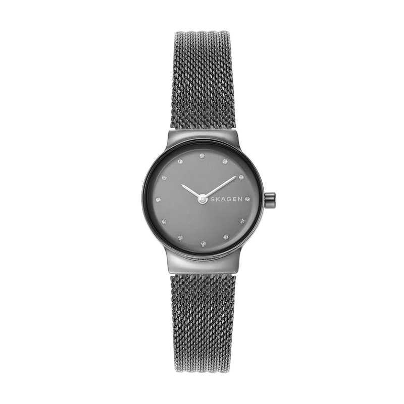 Skagen Watch for Women Freja Lille, Two Hand Movement, 26 mm Charcoal Stainless Steel Case with a Stainless Steel Mesh Strap, SKW2700