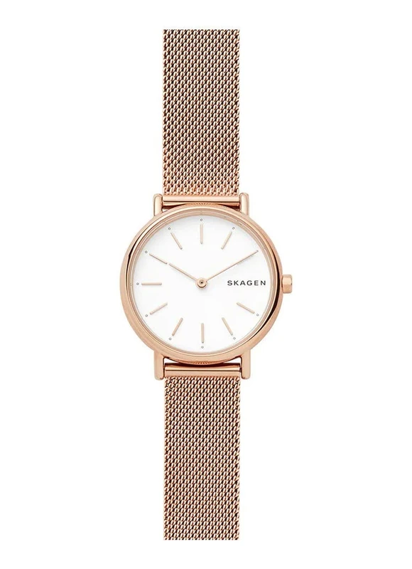 Skagen Watch for Women Signatur Lille, Two Hand Movement, 30 mm Rose Gold Stainless Steel Case with a Stainless Steel Mesh Strap, SKW2694