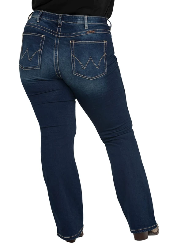 Wrangler Women's Q-Baby Plus Size Mid Rise Boot Cut Ultimate Riding Jean, Dark Wash, 26W x32