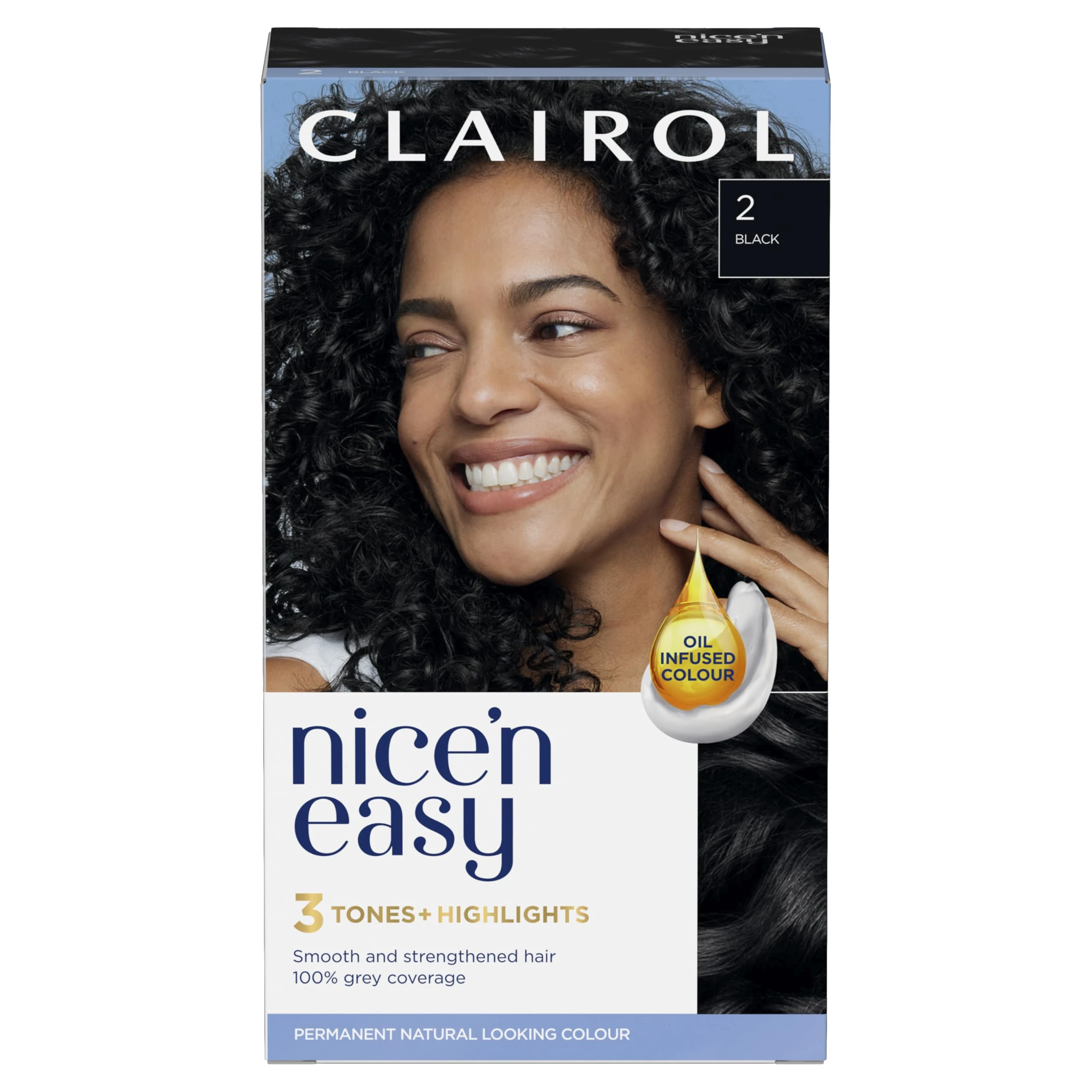 CLAIROL NICE'N EASY CRÈME PERMANENT HAIR DYE - 2 BLACK