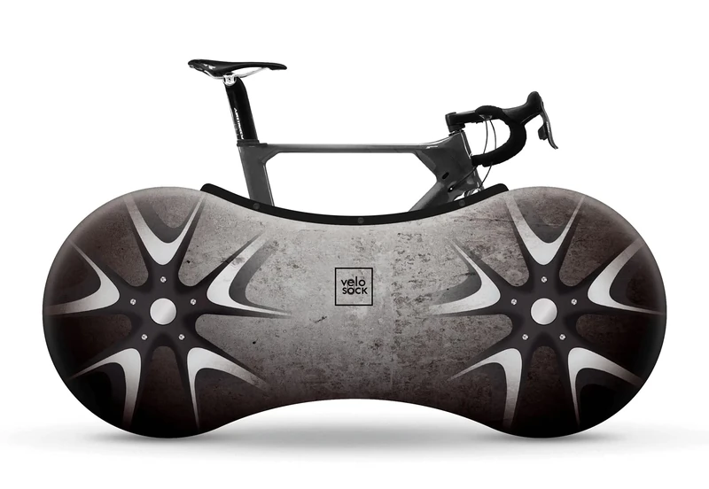 Velo Sock Bicycle Indoor Cover for Storage and Transportation, Stretchy Dirt Proof Fabric, Bike Travel Protection Cover with Snap Fasteners, Multiple Designs, Stylish Accessory