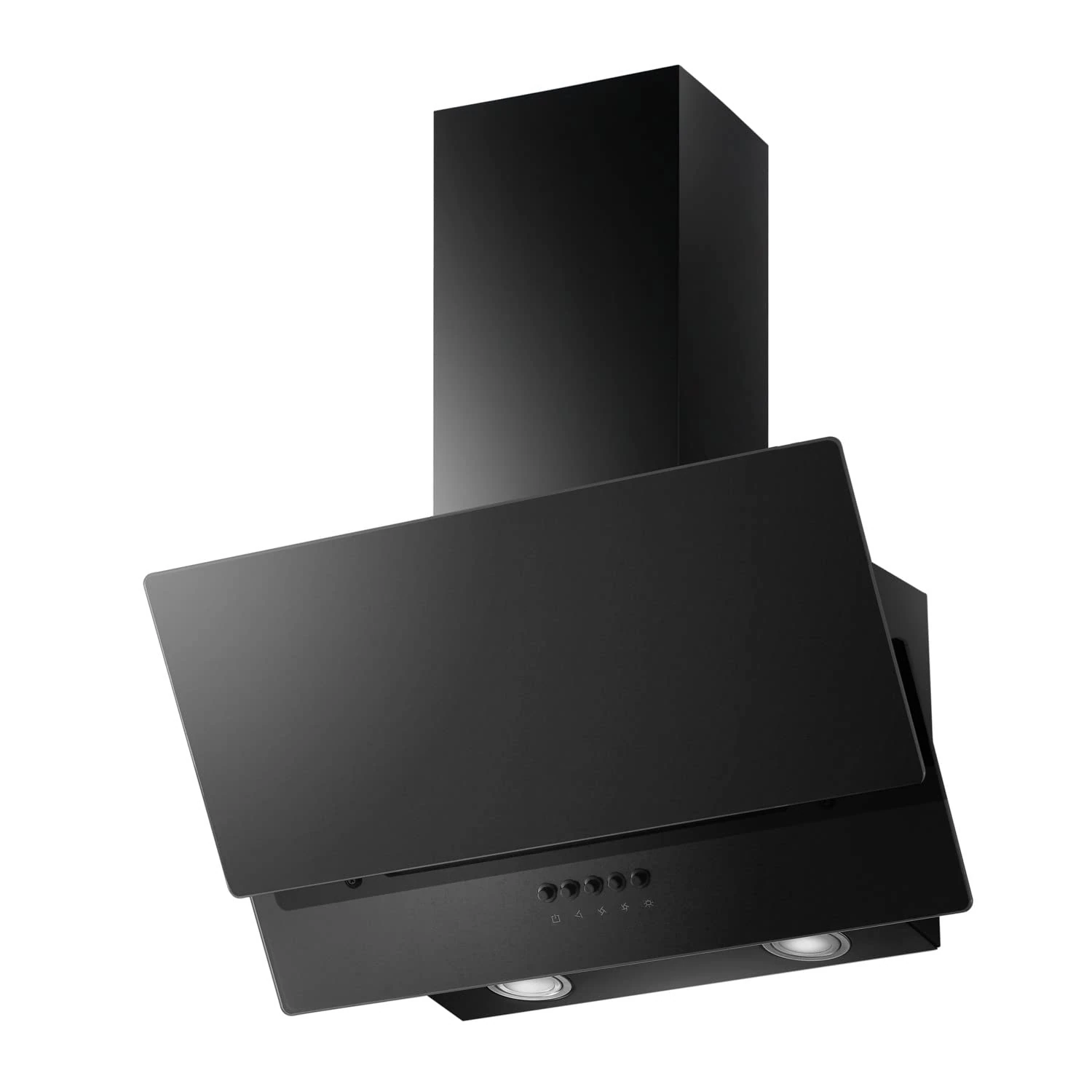 electriQ 60cm Sloping Black Glass Chimney Cooker Hood - 5 Year Warranty