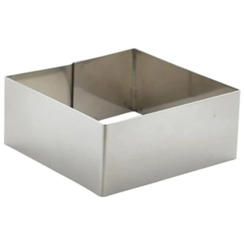 Genware Stainless Steel Square Mousse Ring 8 x 3.5cm - Case of 12 - Food Mould, Square Mousse Ring