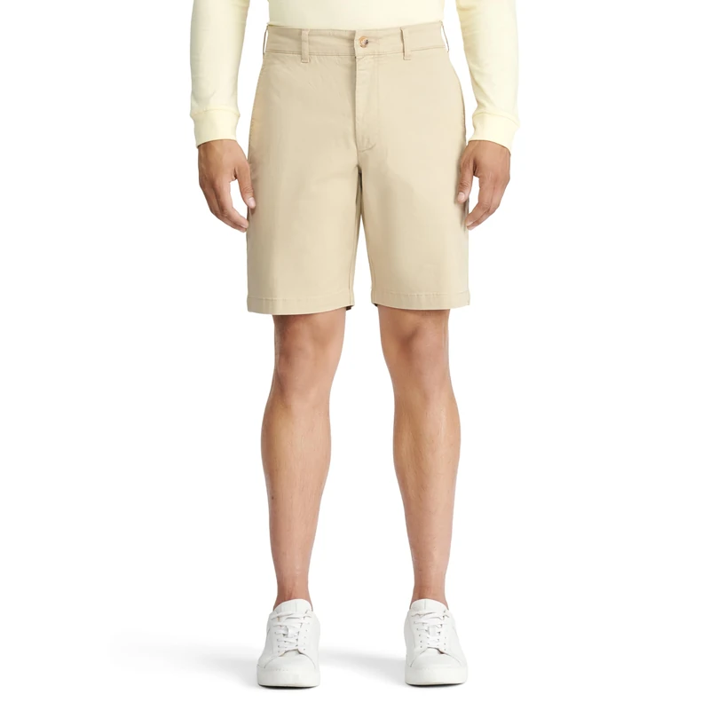 IZOD Men's Saltwater 9.5" Flat Front Chino Short Casual, Pale Khaki, 40 - Image 1