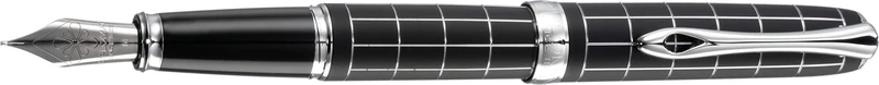 Diplomat A Plus Rhomb Guilloche Fountain Pen with Steel Medium Nib - Lapis Black Lapis Black - Chrome, D40101025
