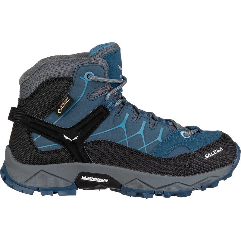 Salewa JR Alp Trainer Mid Gore-TEX, Trekking & hiking boots Unisex Kids, Blue (Dark Denim/Charcoal), 10 UK