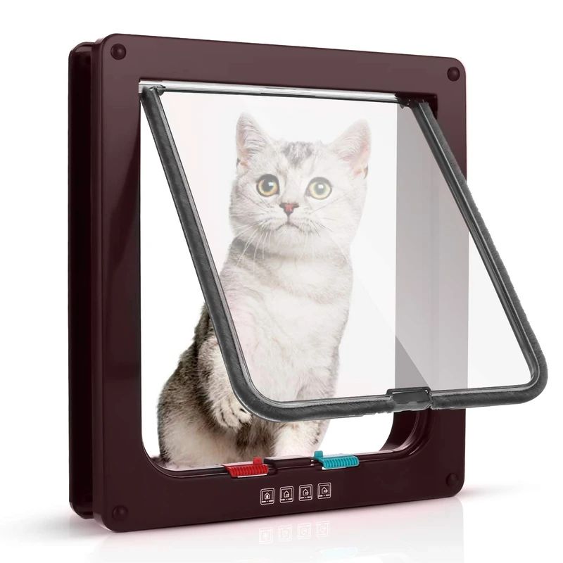 Sailnovo Cat Flap Dog Flap 4 Way Magnetic Clasp for Cats, Large Dogs 23.5 x 25 x 5.4cm Dog Door Cat Door Pet Flap, Install Easily with Telescopic Frame. - Image 1