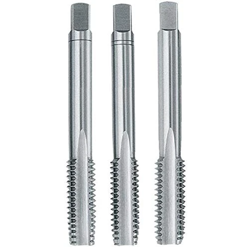 Dormer E1081/4NO8 Series E108 HSS Straight Flute Serial Hand Tap UNC with Bright Finish, DIN352 Standard, NO8, 1/4"-20 Thread, 6.35 mm Cutting Diameter, 56 mm Length