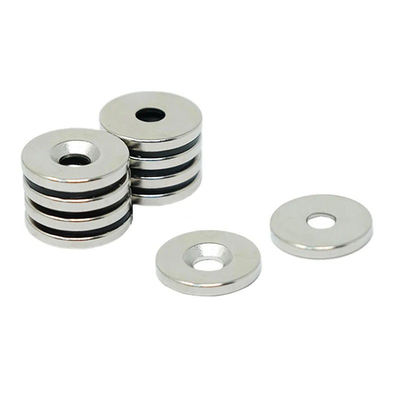 N42 Neodymium Countersunk Magnet for Arts, Crafts, Model Making, DIY, Hobbies, Office, and Home - 15mm dia x 2mm thick x 4.2mm c/sink - 1.7kg Pull - South - Pack of 40