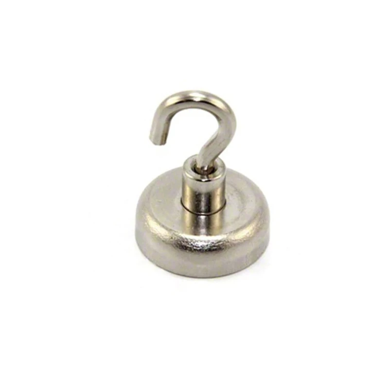FIRST4MAGNETS Neodymium Clamping Magnet with M5 Hook for Hanging, Holding or Displaying Items - 25mm Diameter x 36mm High - 20kg Pull - Pack of 20
