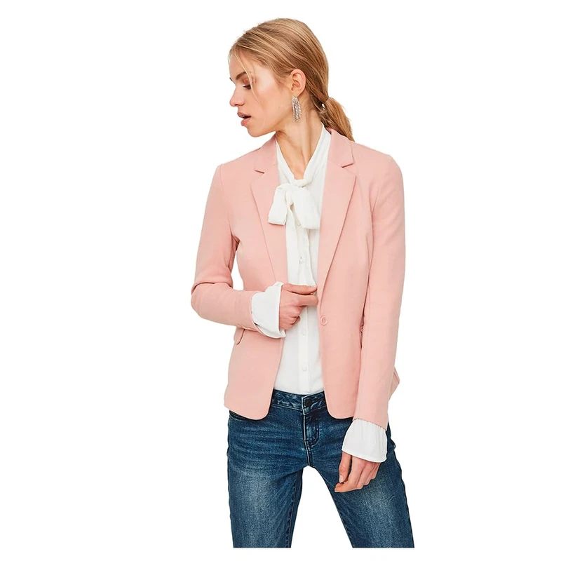 Vero Moda Women's Vmjulia Ls Blazer Dnm Noos, Misty Rose, 16