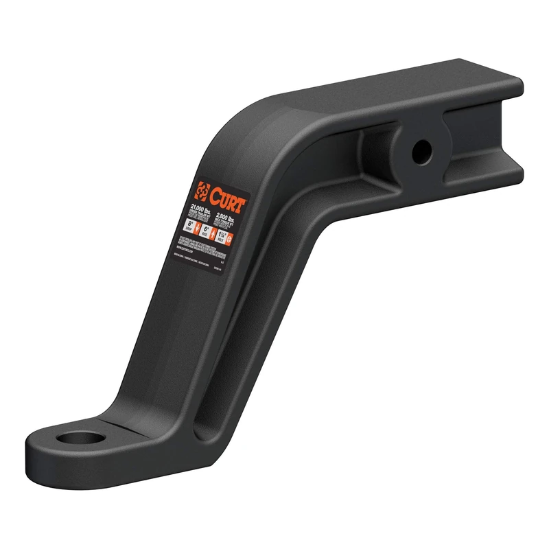 CURT 45432 Industrial Duty Forged Trailer Hitch Ball Mount, Fits 3-Inch Receiver, 21,000 lbs, 1-1/4-Inch Hole, 8-Inch Drop, 6-Inch Rise