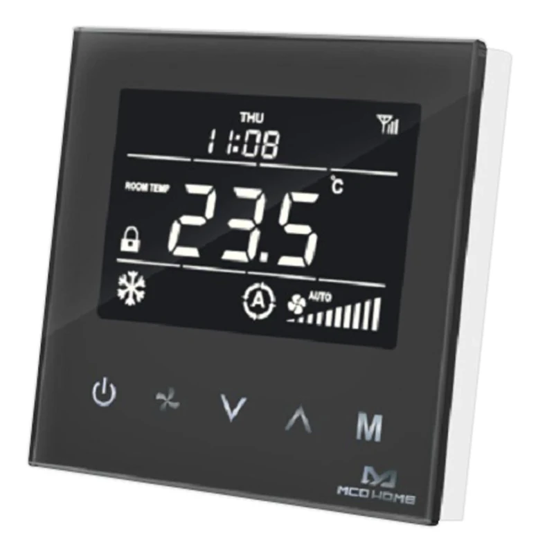 MCO Home Black MH8-FC4 Fan Coil Thermostat 4 Pipe, 230 V
