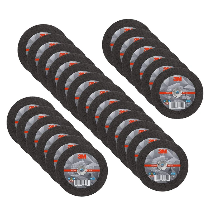 3M Silver Cut-Off Wheel, 87460, T1, 4 in x .035 in x 1/4 in, Pack of 25