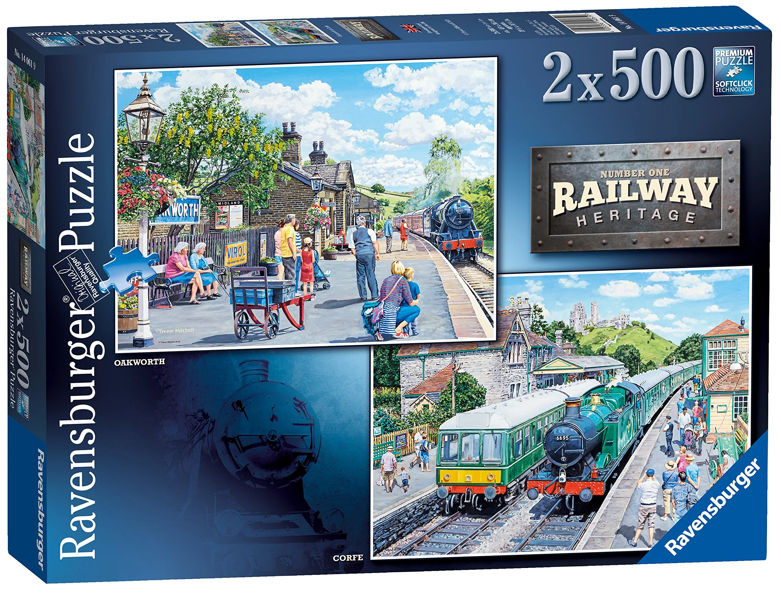 Ravensburger Railway Heritage No.1 - Corfe Train Station & Oakworth Station 2x 500 Piece Jigsaw Puzzles for Adults and Kids Age 10 and Up