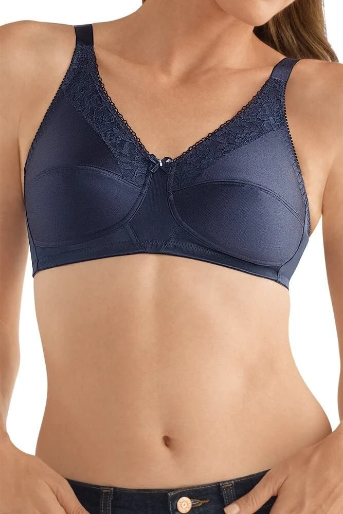 Amoena Women's Nancy Wire-Free Pocketed Mastectomy Bra, Opaque, Dark Blue, 32B