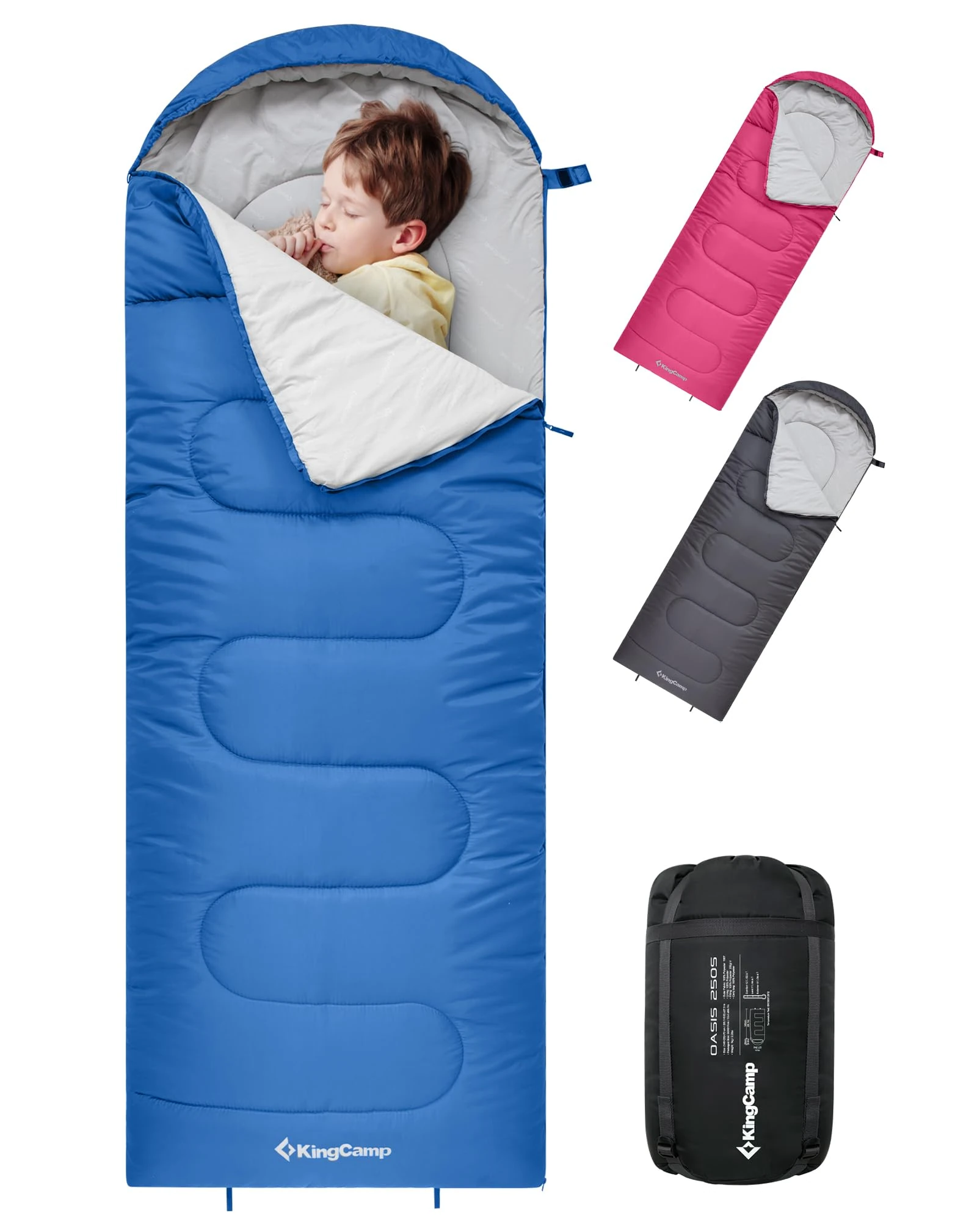 KingCamp Kids Sleeping Bag 3 Season- Lightweight Waterproof Camping Sleeping Bag Indoor & Outdoor Use for Kids for Camping with Compression Sack