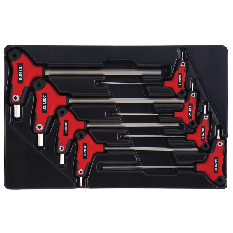 Sunex 9858M, Hex Key Set, 8Piece, Metric, 2mm to 10mm, Comfort Grip, Rubber Overmolded Handle, Storage Tray