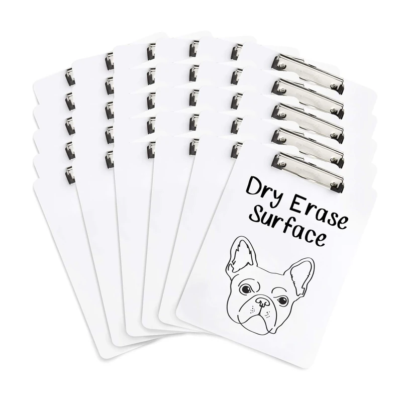 Blue Summit Supplies 30 Pack Whiteboard Clipboards, Dry Erase Front Surface with Low Profile Clip, Designed for Classroom and Business use, 30 Pack