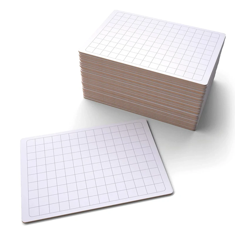 Show-me A4 Rigid Drywipe Gridded Whiteboards, Perfect Classroom Whiteboards for Teachers or Home Pack 30 GFB30