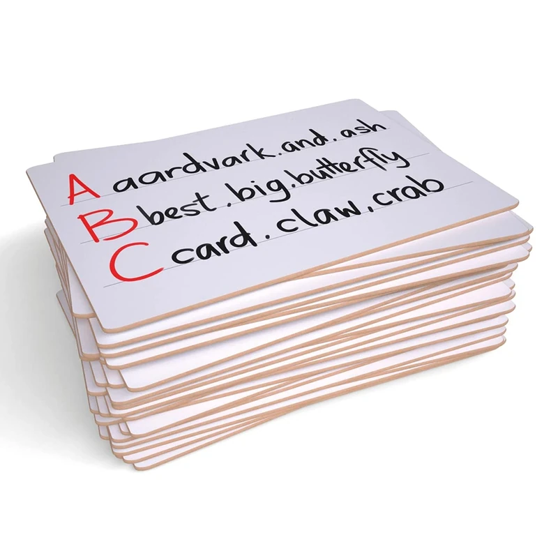 Show-me A4 Lined MDF Whiteboard – Pack of 30 Double-Sided Drywipe Board for Classroom & Home Use