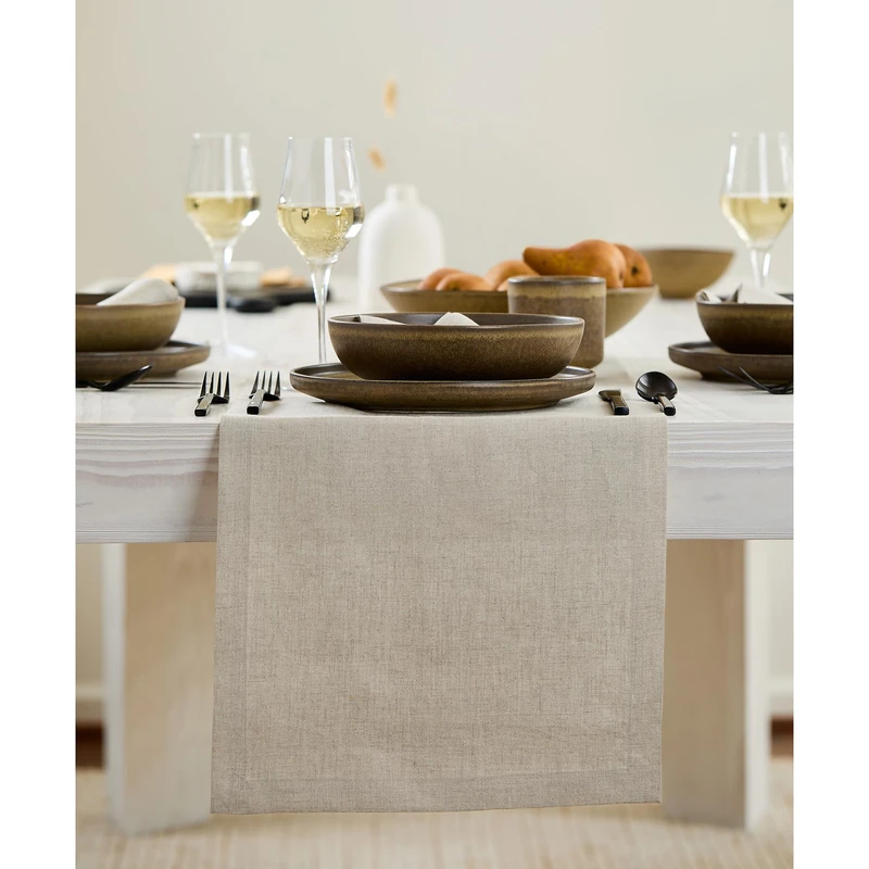 Solino Home 100% Pure Linen Table Runner Natural Long, Fete 14 x 108 in