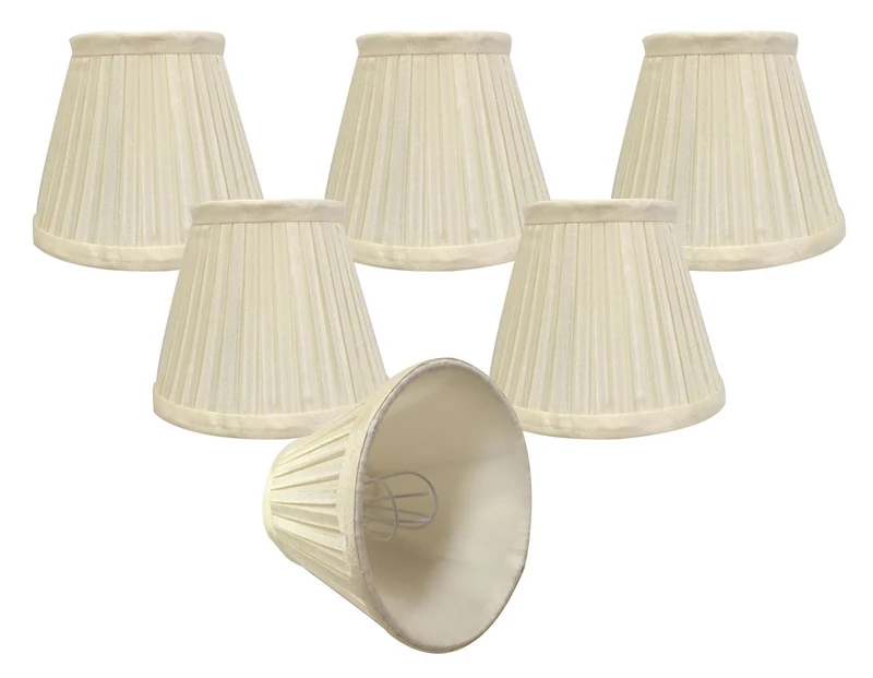 Royal Designs, Inc CSO-1031-5EG-6 Chandelier Lamp Shades-3" x 5" x 4.5"-Pleated Empire-Eggshell-Clip-On-Set of 6, 6 Piece - Image 1