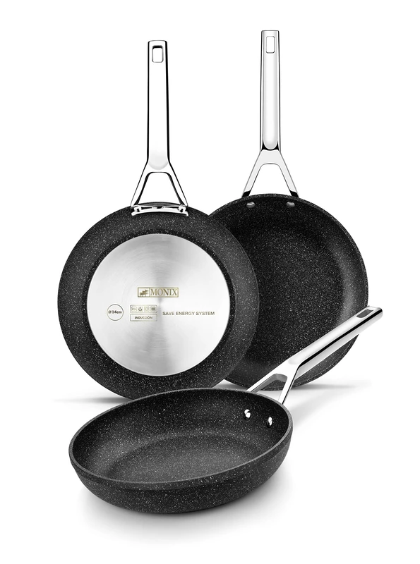 Monix Mineral Set of Frying Pans, Forged aluminium, grey, 26 cm.All Cookers Including Induction.