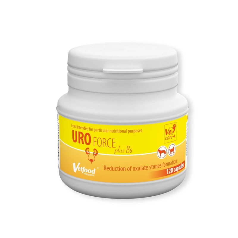 Vetfood UroForce Plus Reduces Risk of Oxalates and Urates, Against Acidic Urine, For Dogs and Cats, 120 Capsules