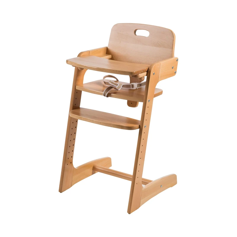 Roba-Kids 7545 Evolutionary High Chair in Solid Wood, Natural Wood Finish