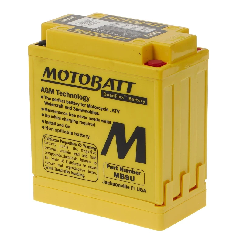 Motobatt Battery MB9U 12v 11AH CCA:140A YB7A, YB9B, YB9LB L:136mm x H:133mm x W:76mm