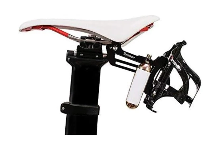 Triseven Bike Bottle Cage - Bike Cup Holder - for 2 Water Bottles and 2 CO2 Cartridges - Bike Cup Holder for Drinking Bottle - Fit Bikes - Bike Accessories - Without Drinking Bottles