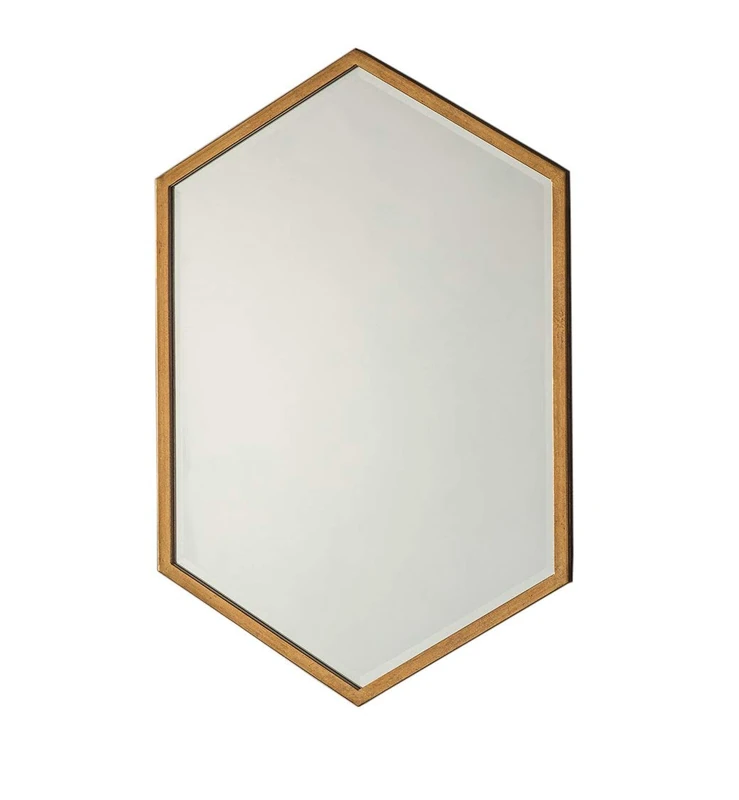 Barcelona Trading Helston Large Antique Gold Metal Geometric Overmantle Wall Mirror 35.5" x 23.5"