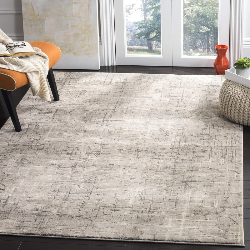 Safavieh Chic Indoor Woven Rectangle Area Rug, Meadow Collection, MDW171, in Grey, 99 X 152 cm for Living Room, Bedroom or Any Indoor Space