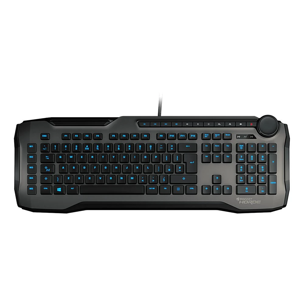 ROCCAT Horde - Membranical Gaming Keyboard, blue LED Illumination, improved island key layout, Quick-fire macro keys, configurable Tuning Wheel, USB, Grey,ROC-12-302-GY