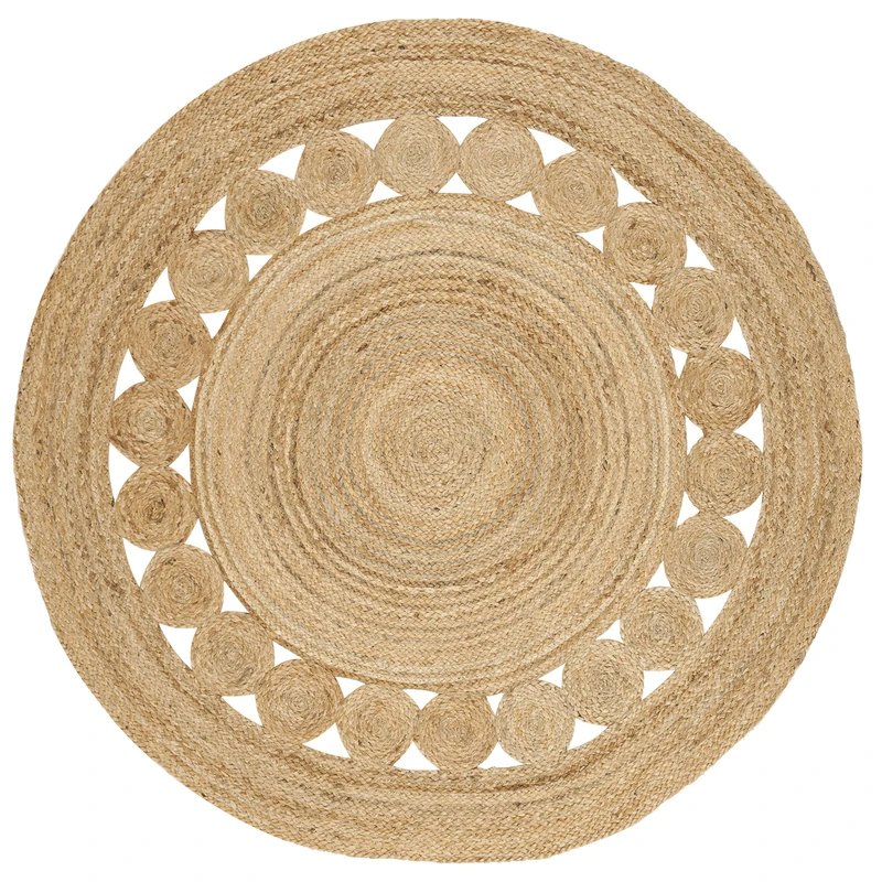 Safavieh 3ft Round Natural Fiber Area Rug Handmade with Bohemian Charm, Ideal for High Traffic Areas in Living Room, Bedroom (NF364A)