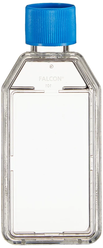 Corning Falcon 353014 Rectangular Canted Neck Cell Culture Flask with Blue Plug Seal Screw Cap 25 cm²