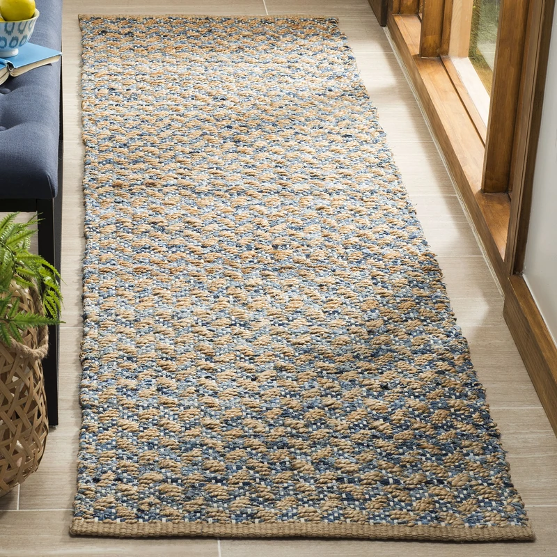 Safavieh Boho Rug for Living Room, Dining Room, Bedroom - Cape Cod Collection, Short Pile, in Beige, 68 x 244 cm